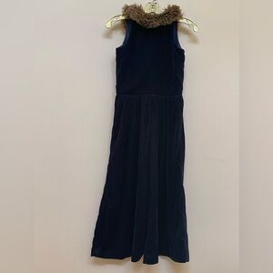 Janie and Jack Navy Blue Jumpsuit with Brown Fur Collar
